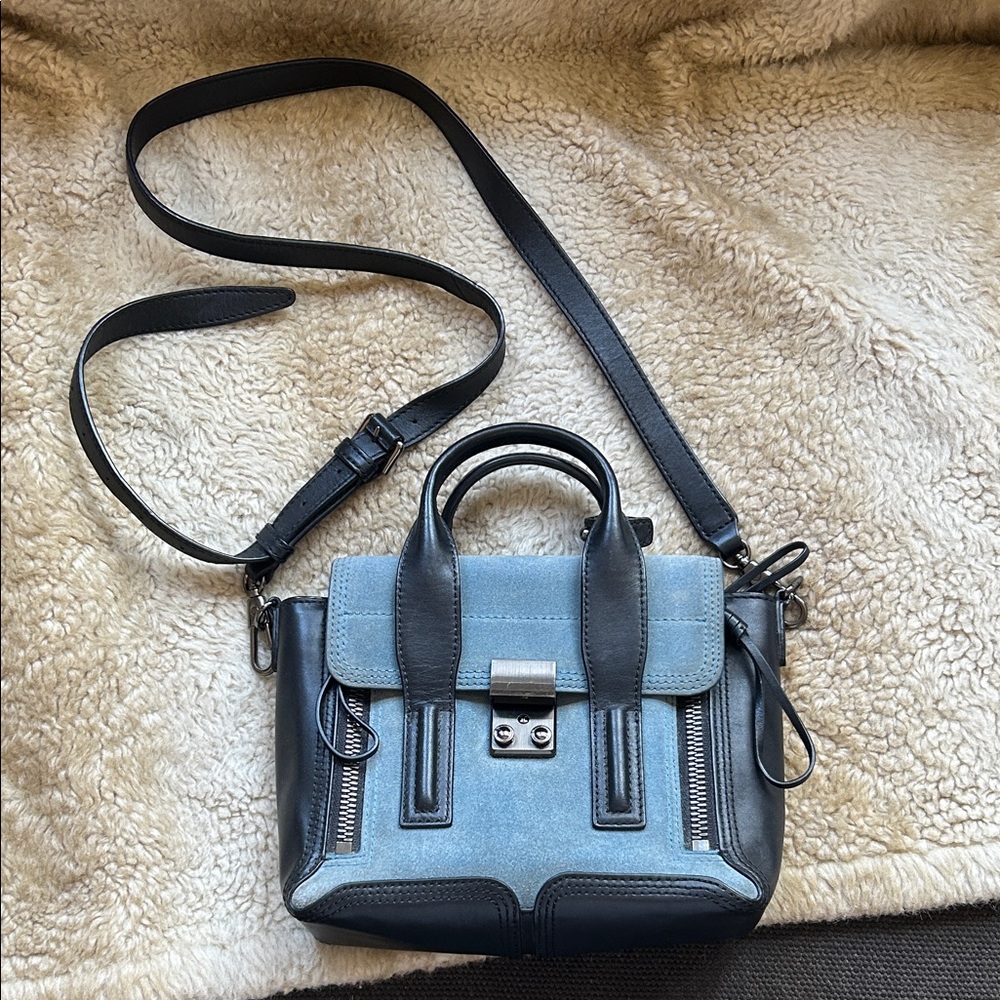 3.1 Phillip Lim Pashli Mini Bag Top handle crossbody Blue Black leather & suede